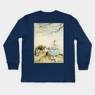 Vintage Nursery Rhyme, Little Miss Muffet by Arthur Rackham Kids Long Sleeve T-Shirt